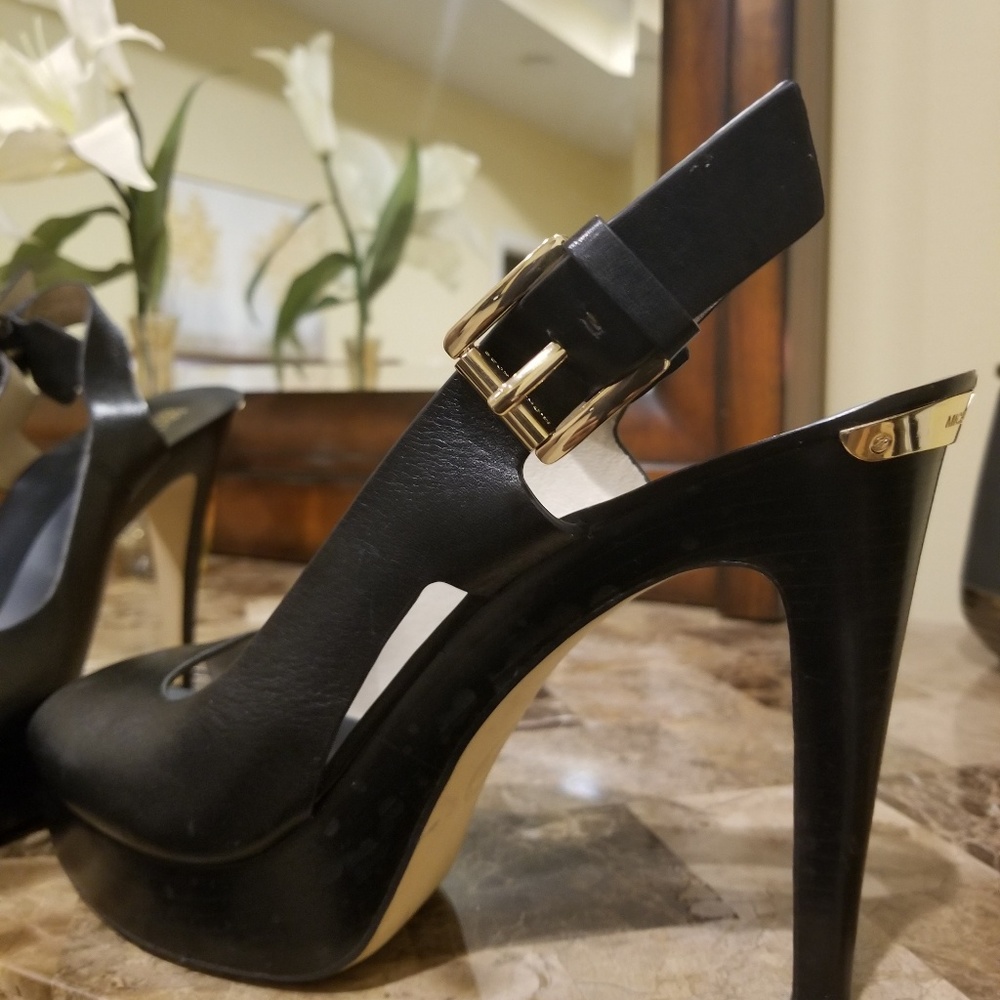 Michael Kors Black Platform Heel Sandals 10M